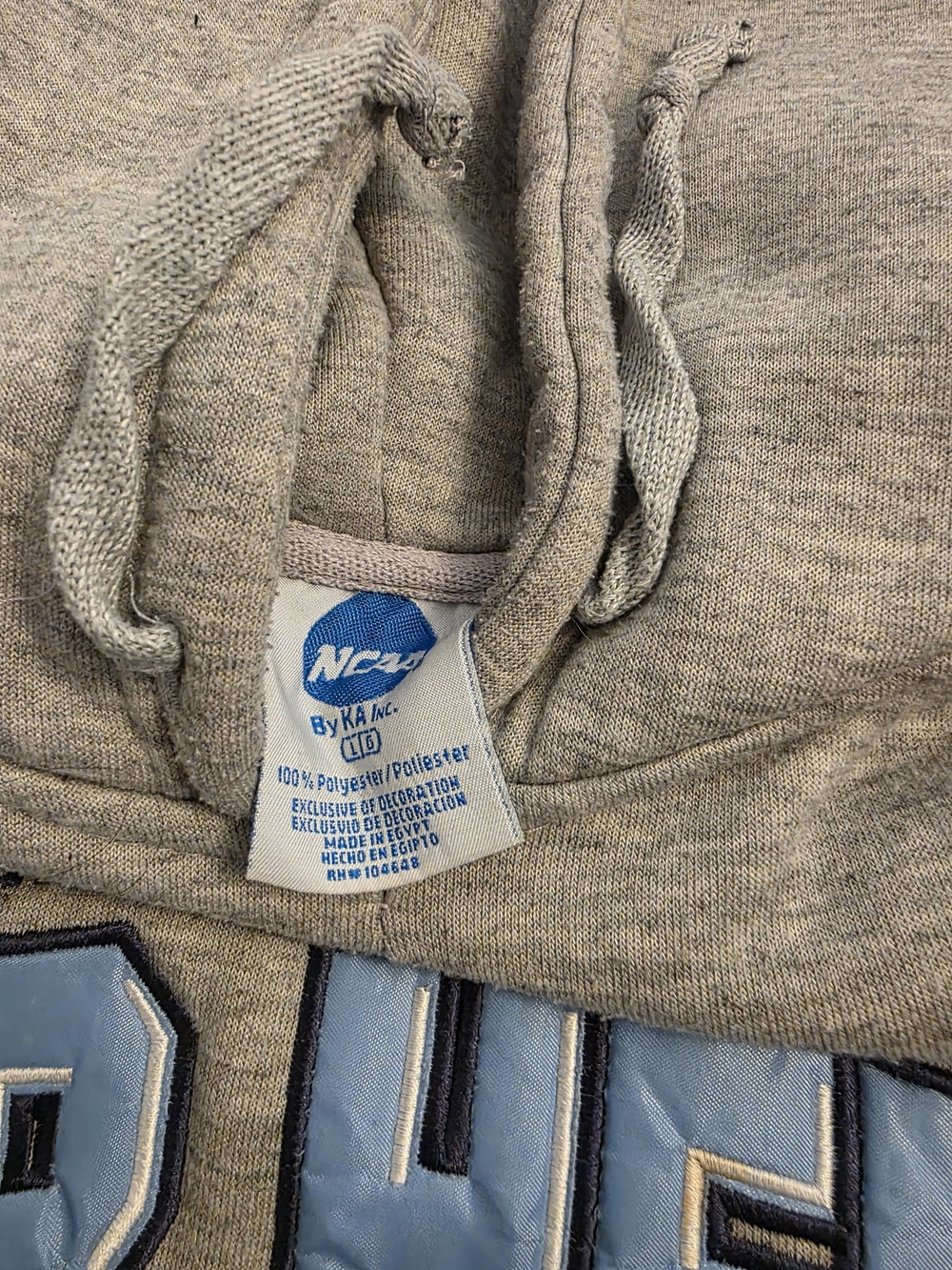 NCAA Gray Hoodie with Light Blue Appliqué